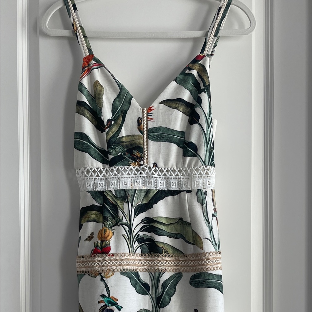 Pat Bo palm print mini dress